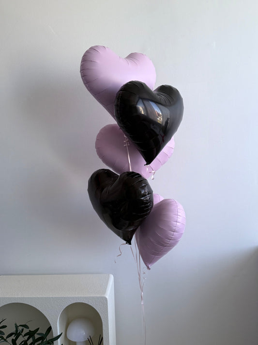 Metallic Black & Matte Pink Heart Bouquet