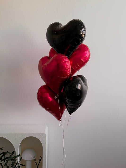 Metallic Black & Metallic Red Heart Bouquet