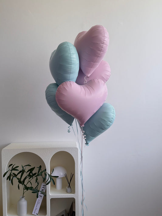 Matte Pink & Matte Light Blue Heart Bouquet