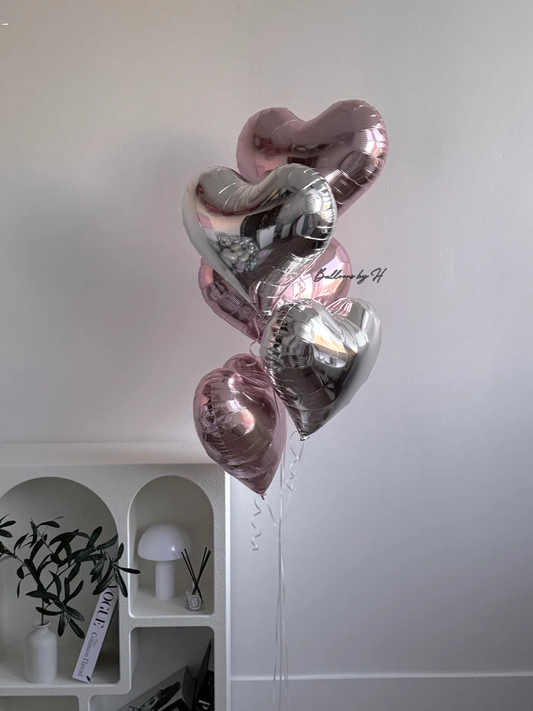 Metallic Pink & Metallic Silver Heart Bouquet